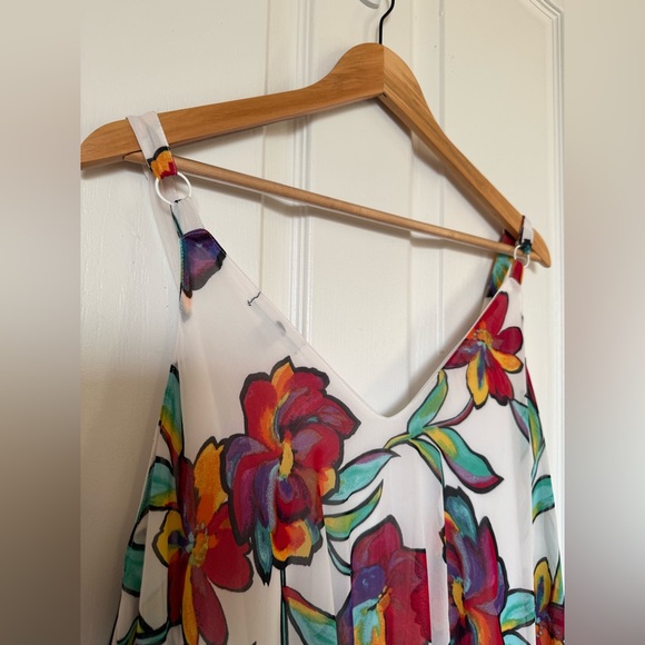 NINA LEONARD PATTERNED HANDKERCHIEF HEM DRESS || LARGE - Picture 4 of 6